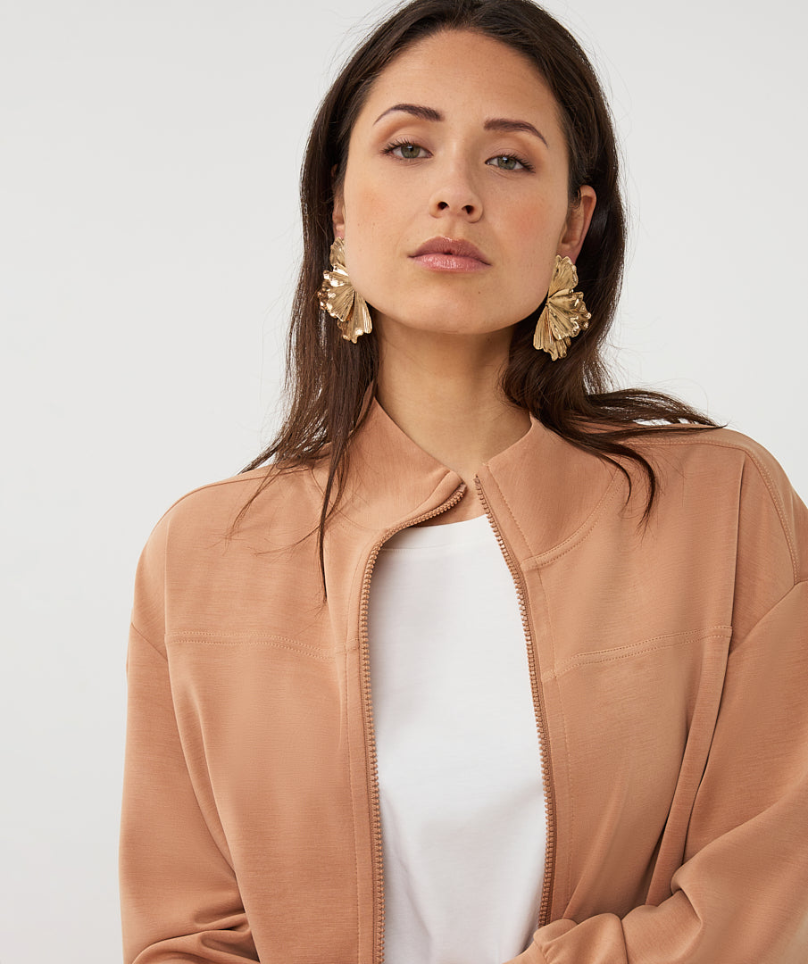 Esqualo Cappucino Cardigan Bomber Jacket