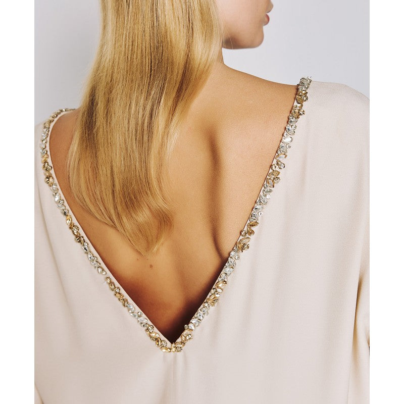 Access Fashion Vanilla Mini Dress With Decorative Rhinestones