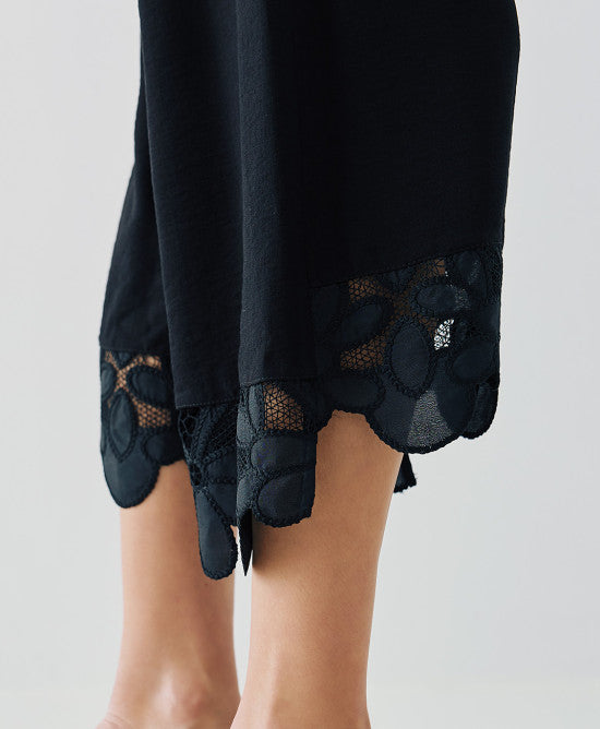 Access Fashion Black Lace Hem Cropped Trouser