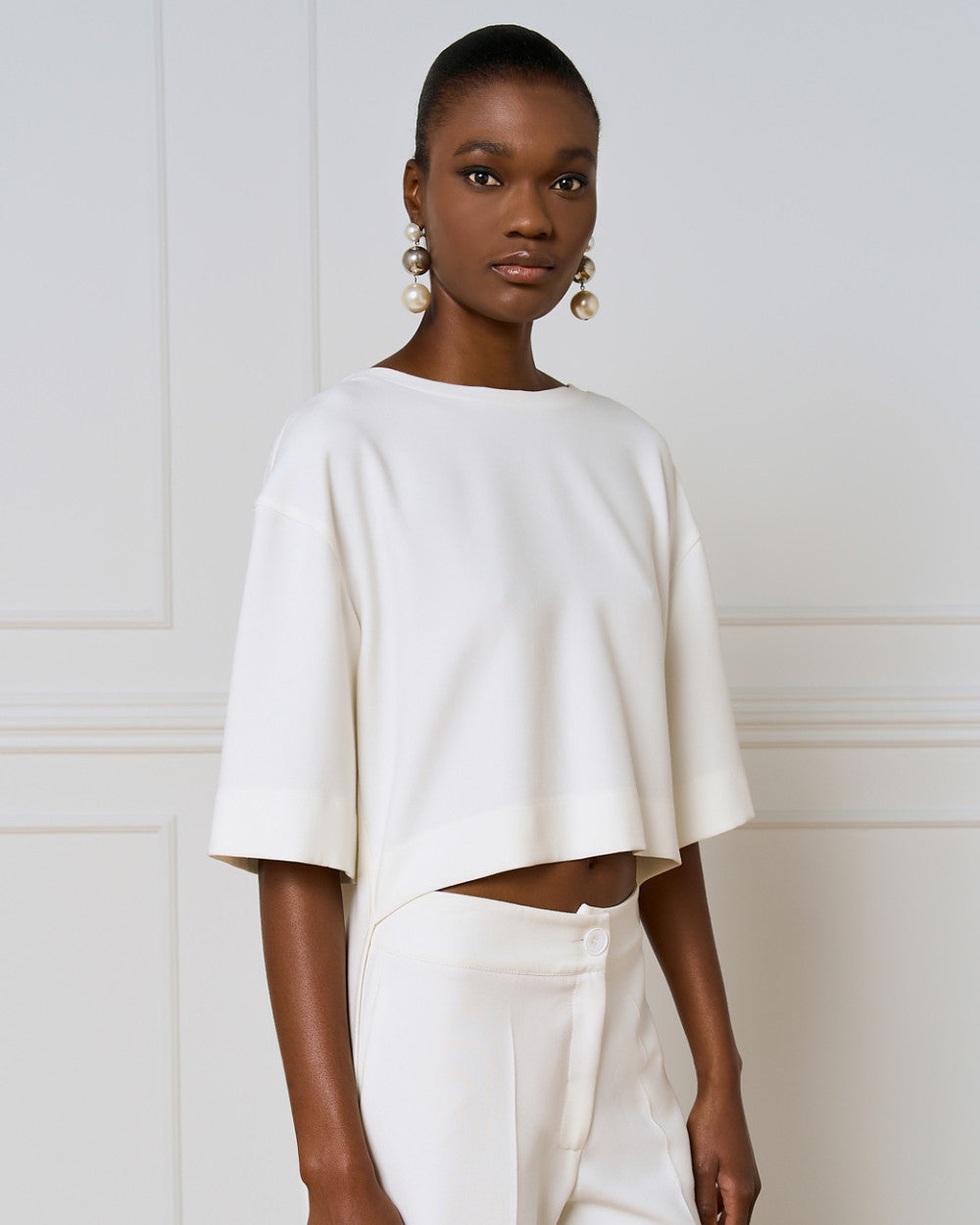 Access Fashion Off White Asymmetrical Blouse