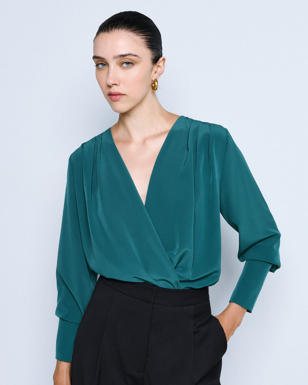 Access Fashion Blue Wrap Blouse