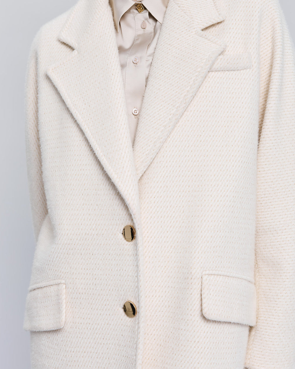 Access Fashion Cream Coat With Metallic Buttons
