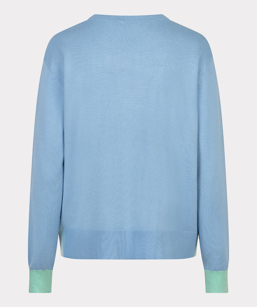 Esqualo Sweater Striped Pacific Blue Long Sleeved Sweater