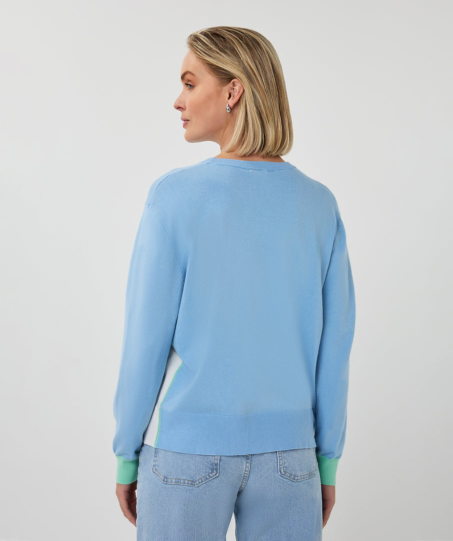 Esqualo Sweater Striped Pacific Blue Long Sleeved Sweater