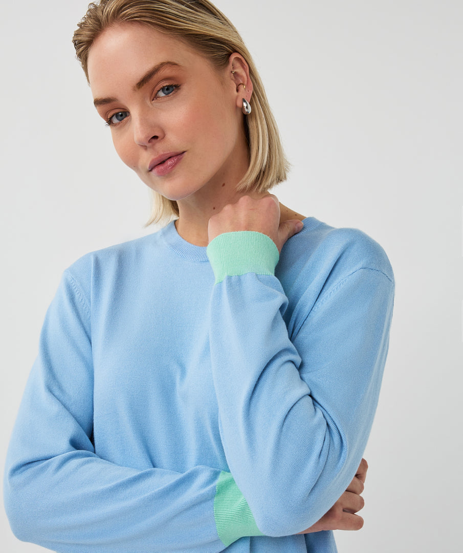 Esqualo Sweater Striped Pacific Blue Long Sleeved Sweater