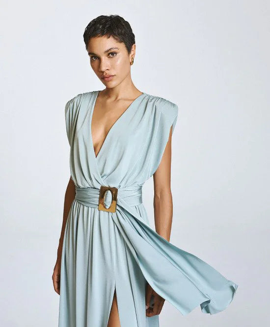 Access Fashion Mint Green Wrap Dress With Buckle Detail