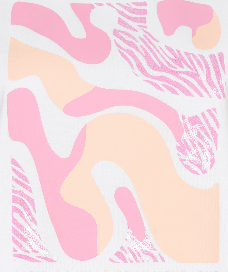 Esqualo T-Shirt 'Paris' - Off-White/Rose