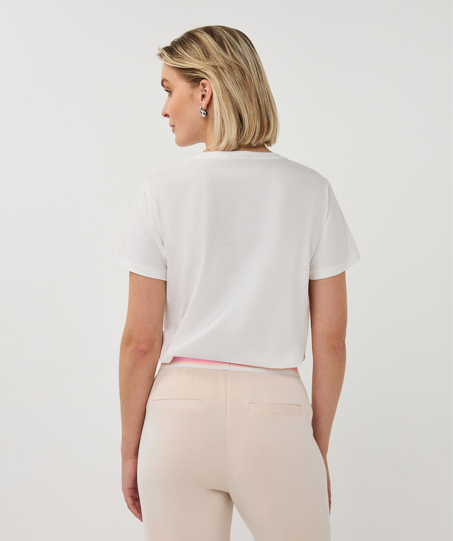 Esqualo T-Shirt 'Paris' - Off-White/Rose