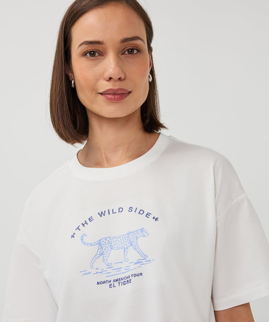 Esqualo Animal T-shirt - Off White/Blue