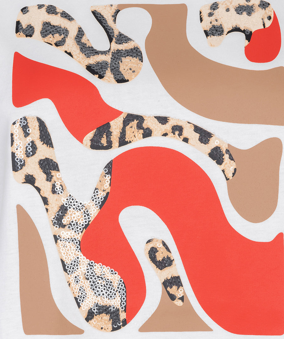 Esqualo T-shirt 'Paris' Off White/Red