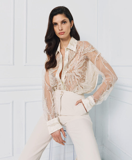 Access Fashion Vanilla Shirt With Decoration