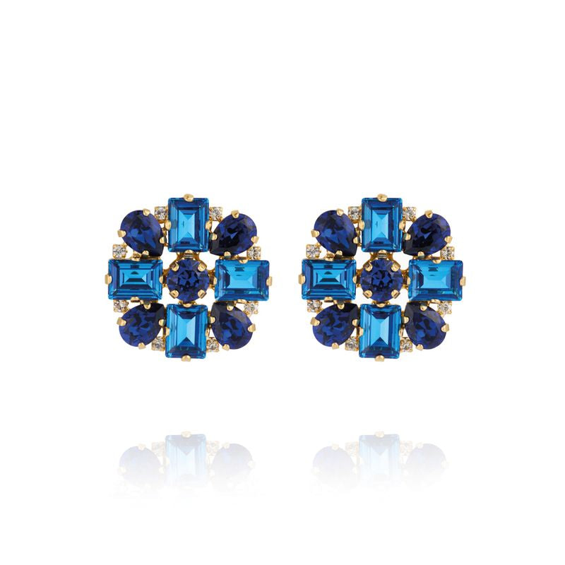 Caroline Svedbom Diora Statement Earrings Blue - Gold Combo