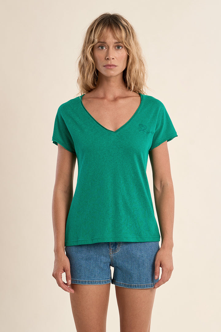 Molly Bracken Green V Neck T-Shirt