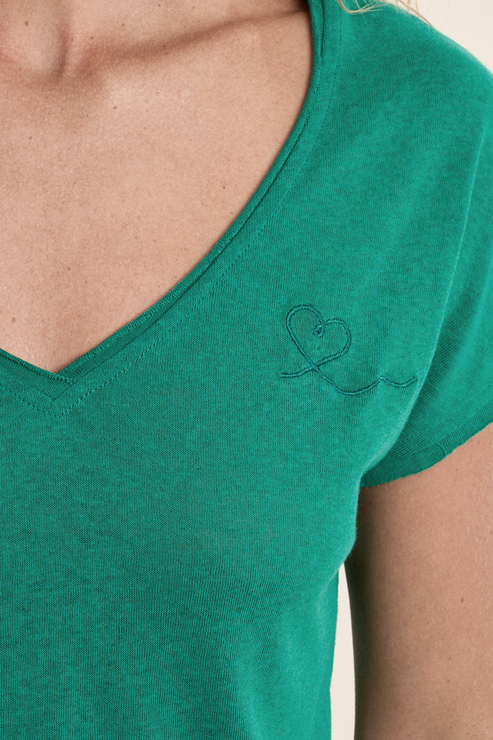 Molly Bracken Green V Neck T-Shirt