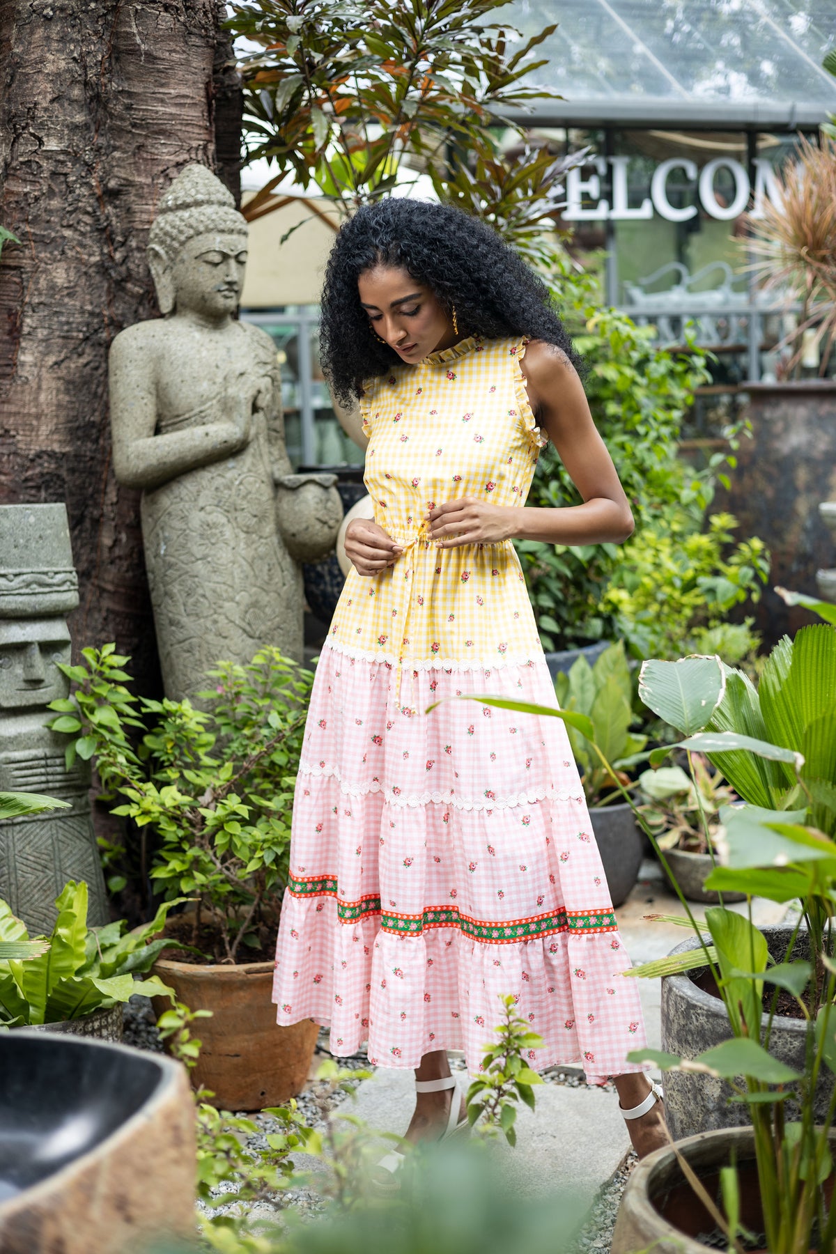 Emily Lovelock Veiled Rose Rachel Mixed Print Dress