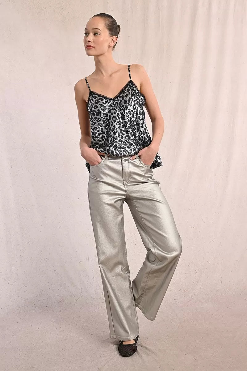 Molly Bracken Wide Leg Silver Pants