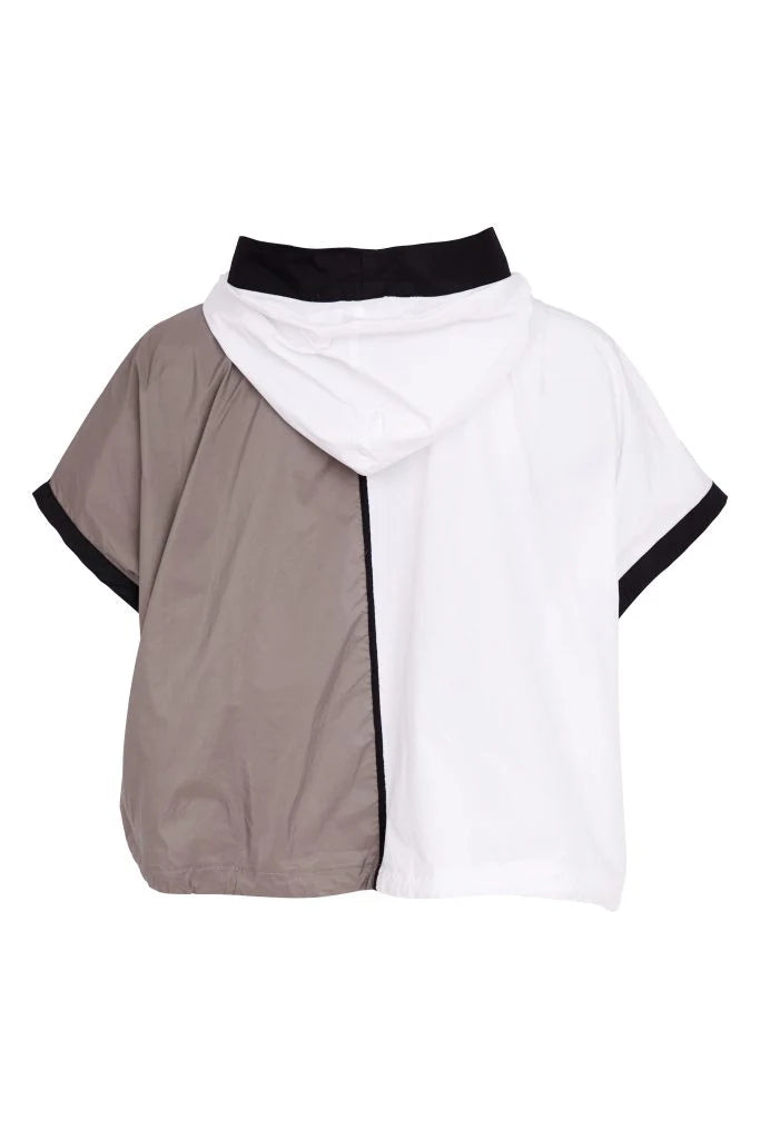 Naya Multi Two Tone Hooded Jacket With Contrast Panel And Pockets