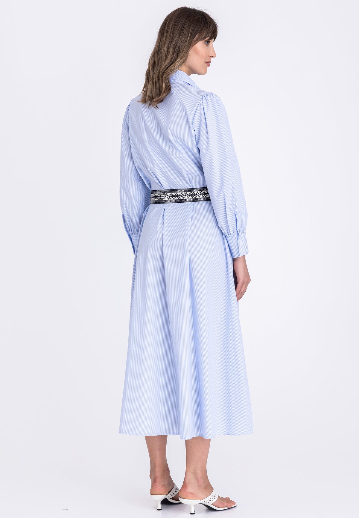 Tuzzi Striped Belted Shirt Style Dress