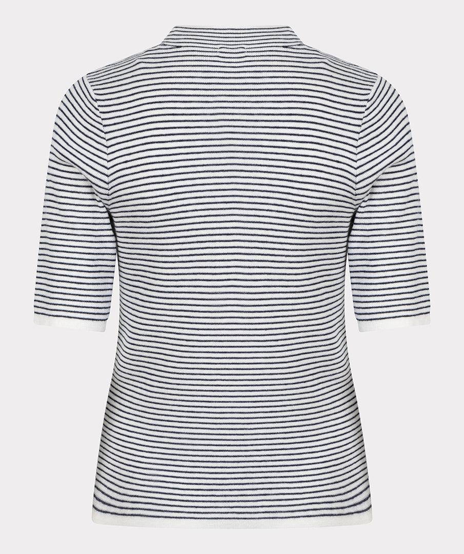 Esqualo Sweater S/S Striped Off White/Navy