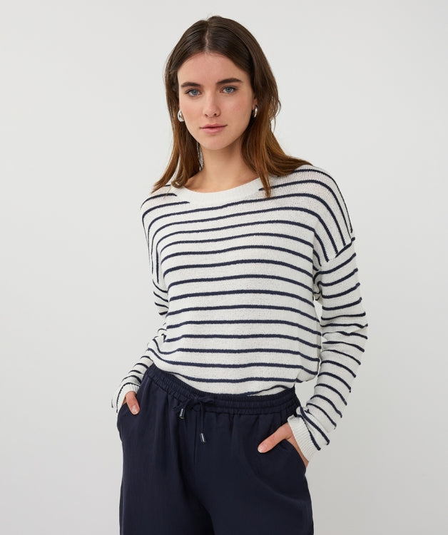 Esqualo Sweater Off-White Striped Sweater