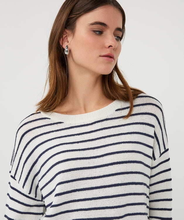 Esqualo Sweater Off-White Striped Sweater