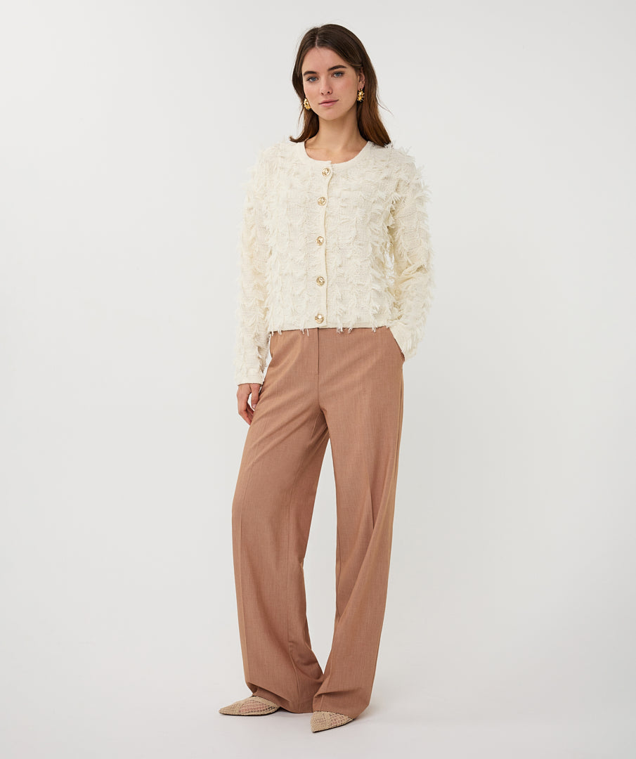 Esqualo Fringed Cardigan - Ecru
