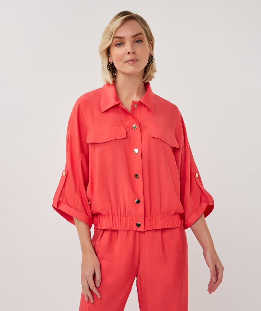 Esqualo S/Slve Slub Chili Red Jacket