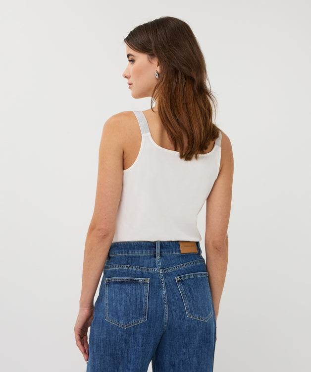 Esqualo White Cami With Lurex Straps