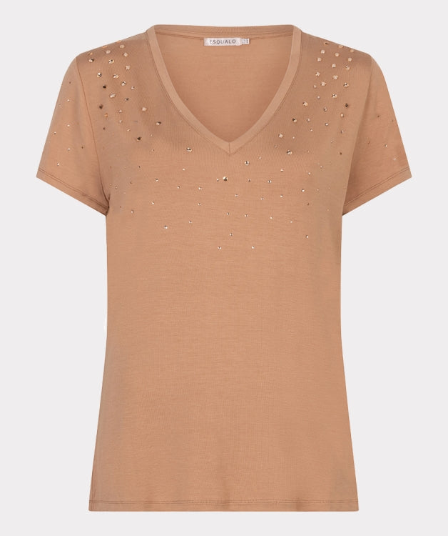 Esqualo V/Neck Stones Cappuccino T-shirt