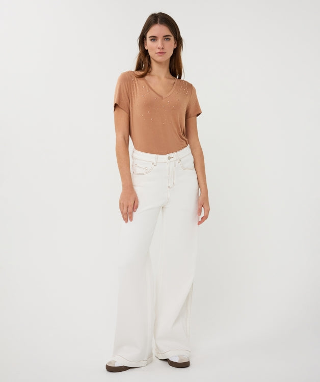 Esqualo V/Neck Stones Cappuccino T-shirt