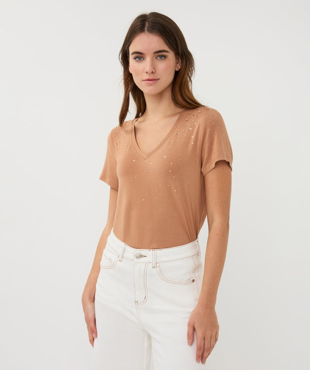 Esqualo V/Neck Stones Cappuccino T-shirt