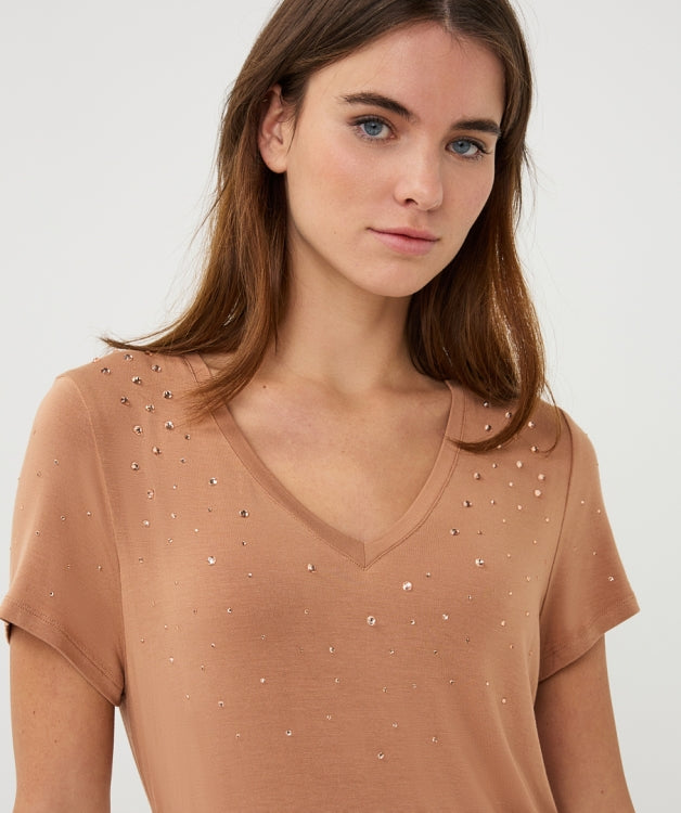 Esqualo V/Neck Stones Cappuccino T-shirt