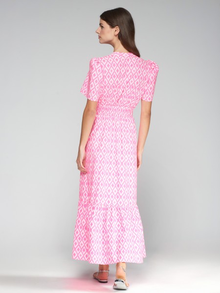 Vilagallo Dress Leila Ikat Fluor Rosa