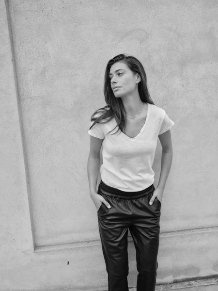 Mos Mosh White Tulli V-SS Basic Tee