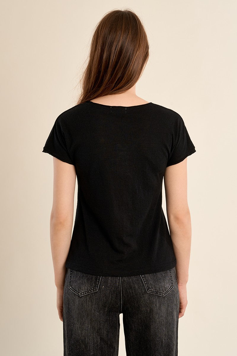 Molly Bracken Black V Neck T-Shirt
