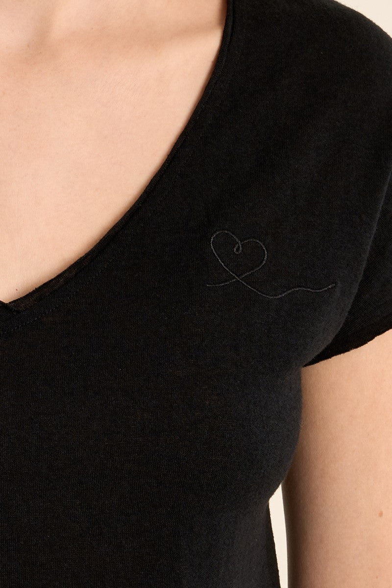 Molly Bracken Black V Neck T-Shirt