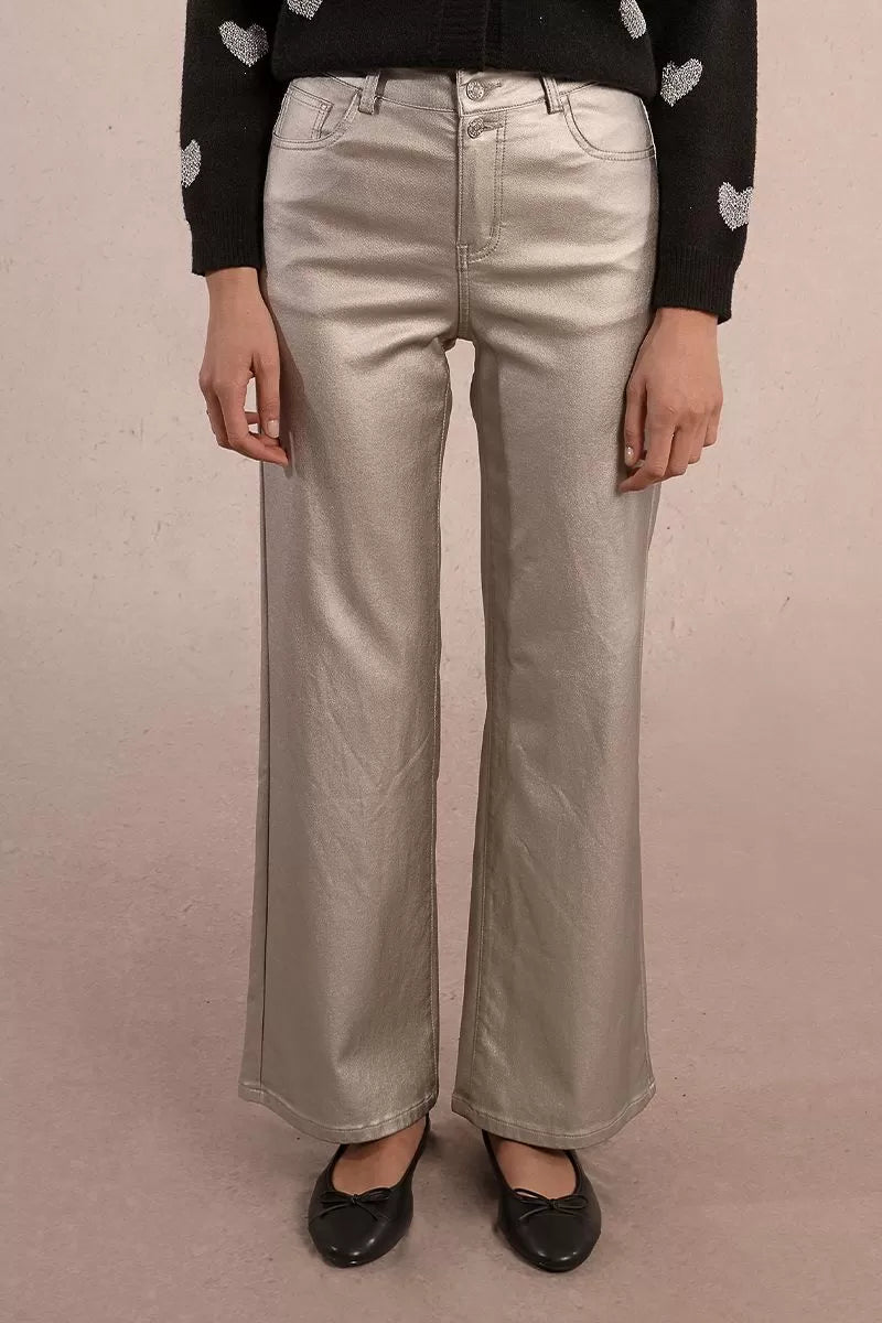 Molly Bracken Wide Leg Silver Pants