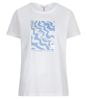Esqualo Off White/Blue Foil Print Tshirt