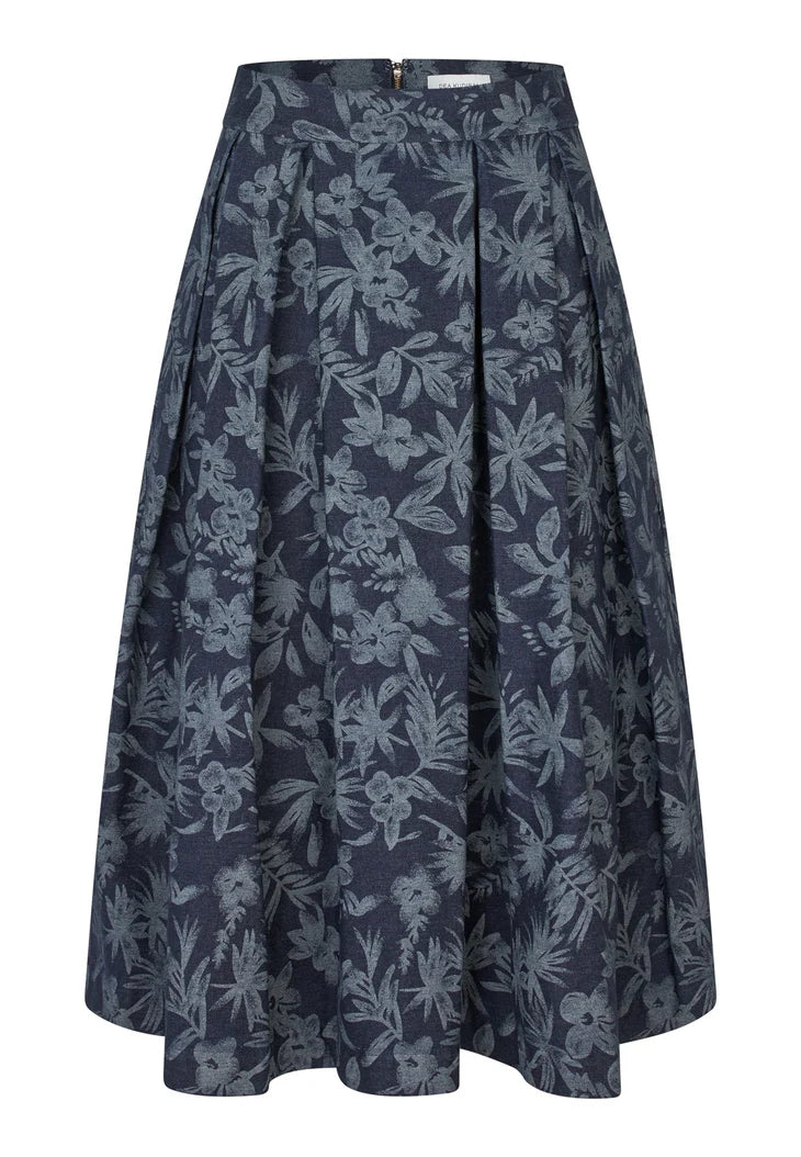 Dea Kudibal Abey Floral Print Denim Flared Skirt