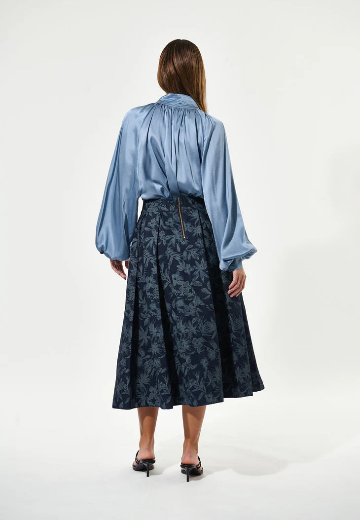 Dea Kudibal Abey Floral Print Denim Flared Skirt