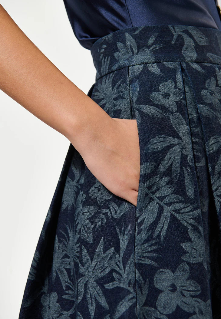 Dea Kudibal Abey Floral Print Denim Flared Skirt