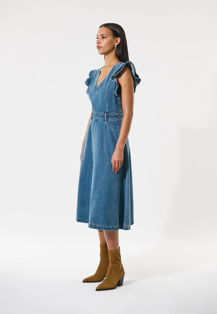 Dea Kudibal Edissa Light Blue Denim Dress With Denim Detailing