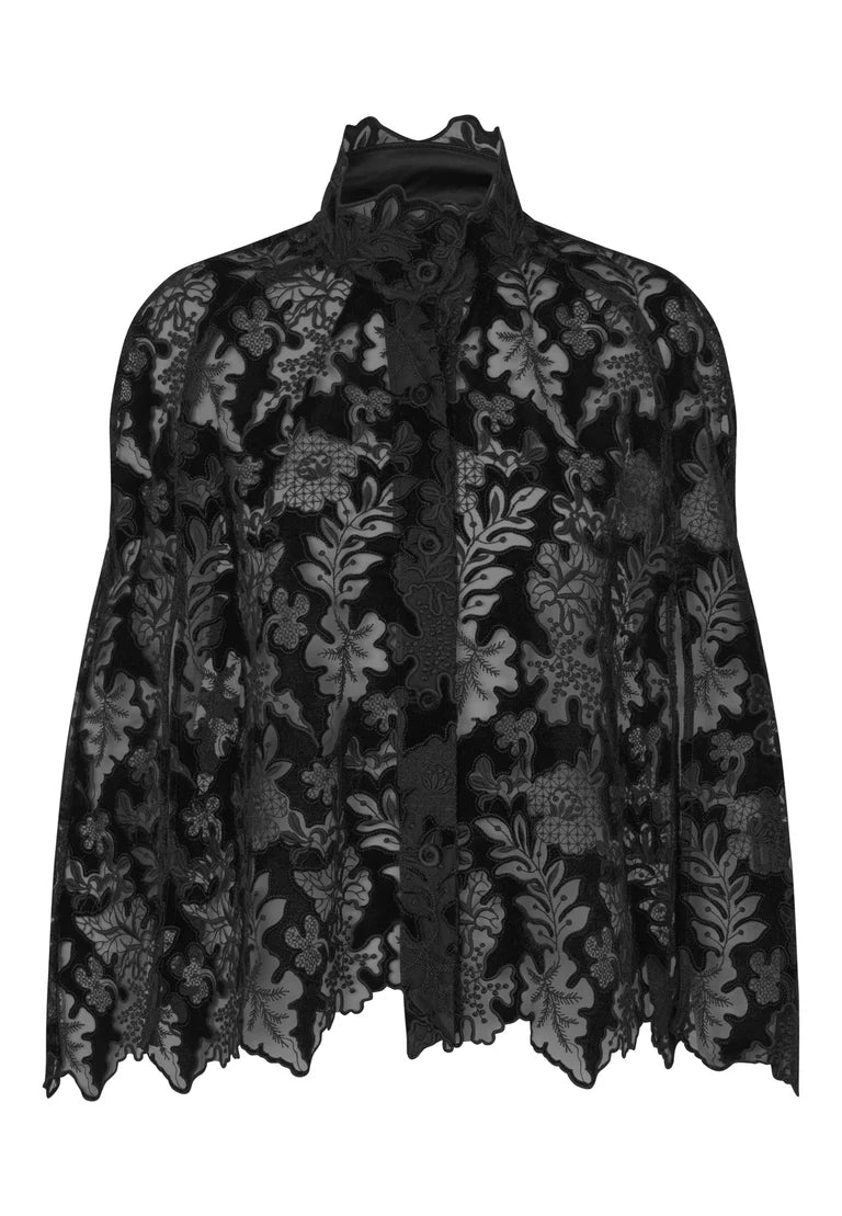 Dea Kudibal Amina Black Embroidery Cape With Buttons