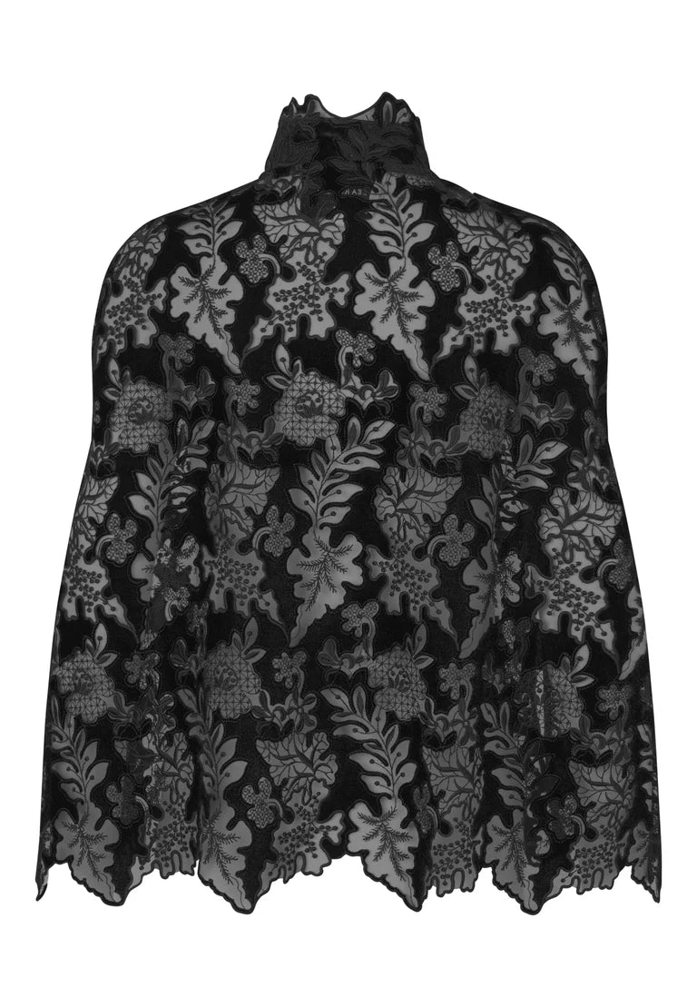 Dea Kudibal Amina Black Embroidery Cape With Buttons
