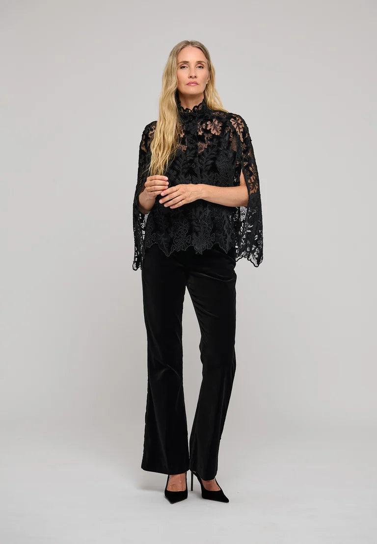Dea Kudibal Amina Black Embroidery Cape With Buttons
