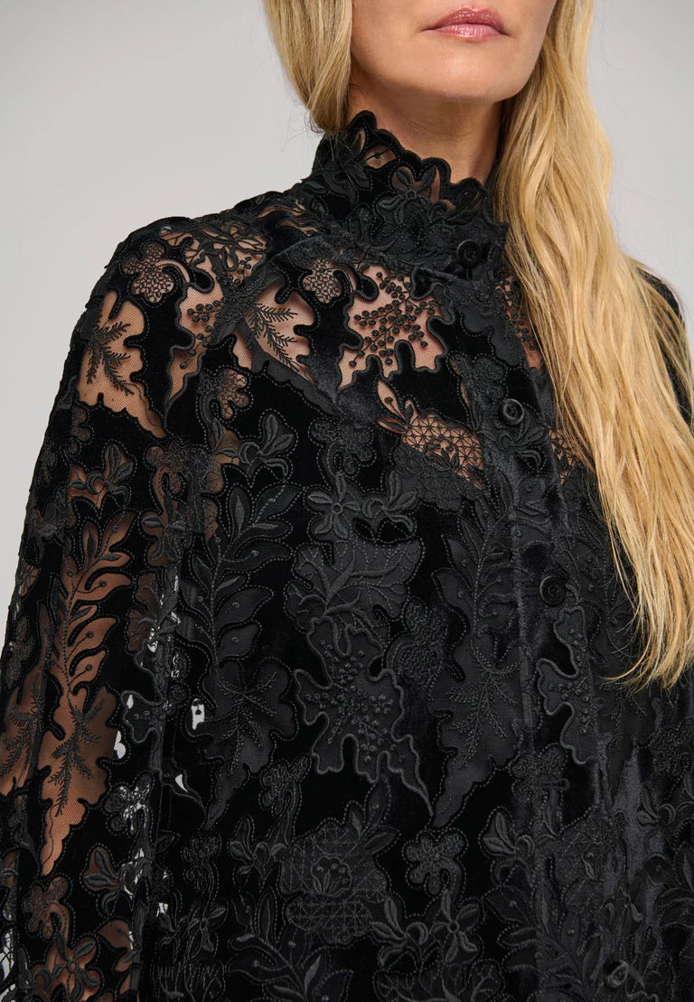 Dea Kudibal Amina Black Embroidery Cape With Buttons