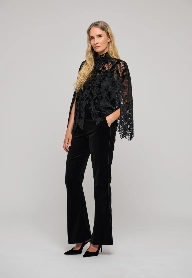 Dea Kudibal Amina Black Embroidery Cape With Buttons