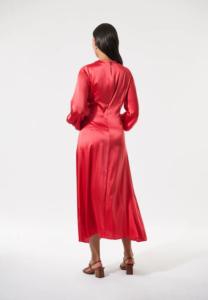 Dea Kudibal Red Stretch Silk Amaranth Maj Dress With Draping Details