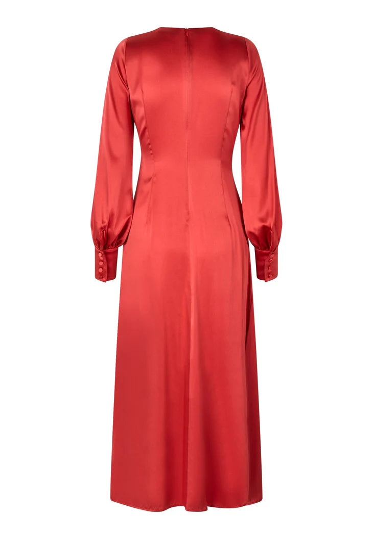 Dea Kudibal Red Stretch Silk Amaranth Maj Dress With Draping Details