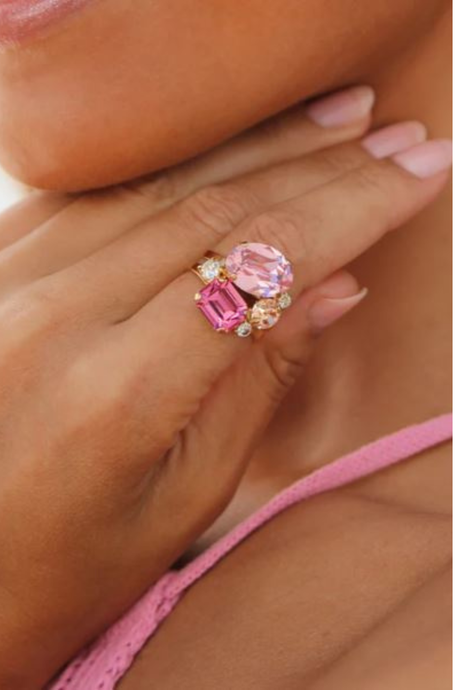 Caroline Svedbom Mini Carolina Ring Gold Pink Combo